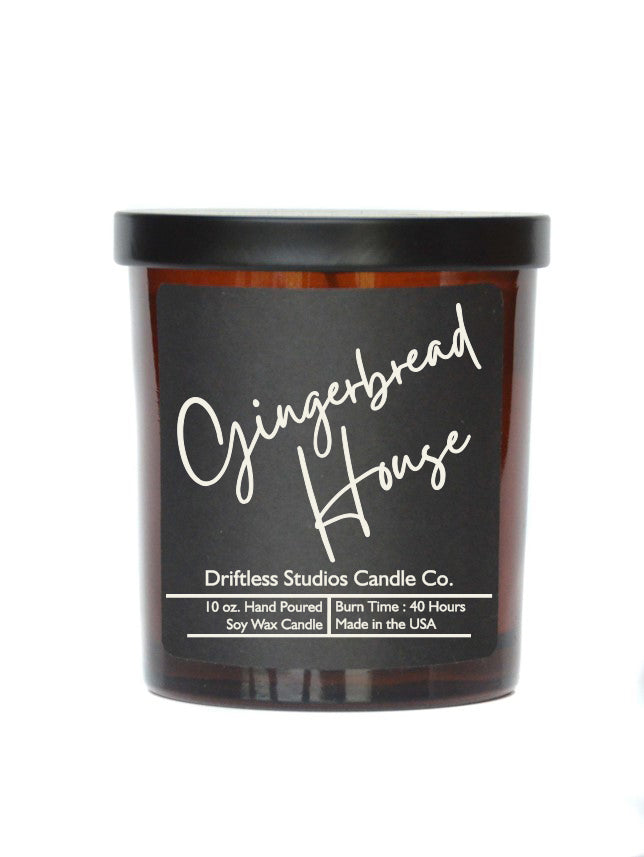 (Case Of 3 Candles) $8.95 Ea. - Gingerbread House Soy wax Candles - 10oz Candle With Lid
