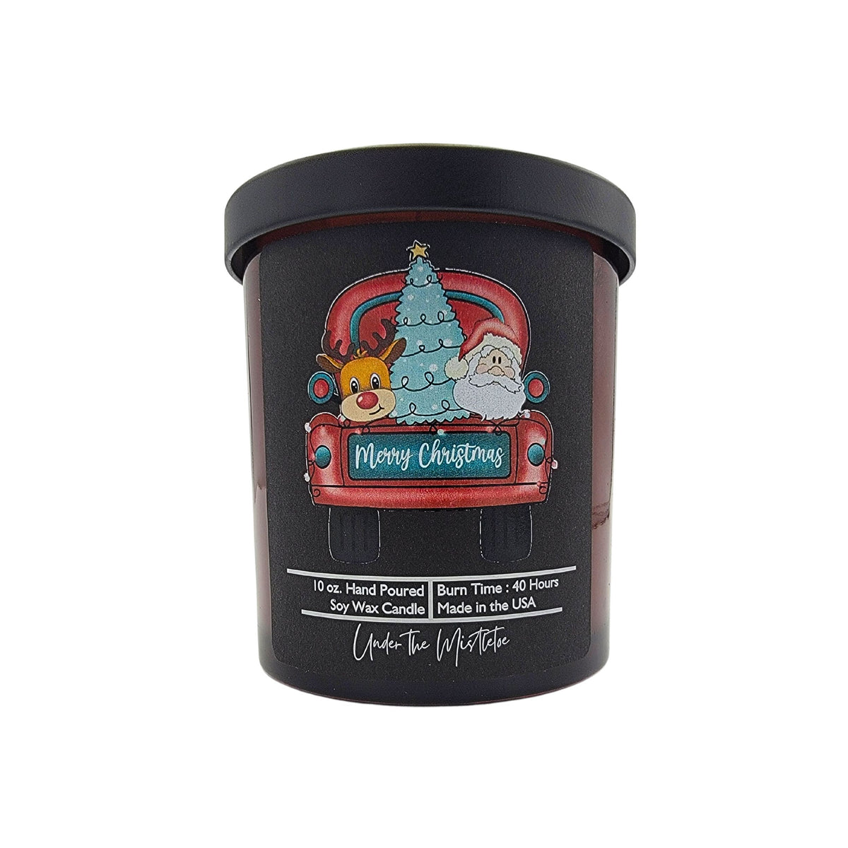 (Case Of 3 Candles) $8.95 Ea. - Merry Christmas Truck - Soy Wax Candle - Christmas Candles