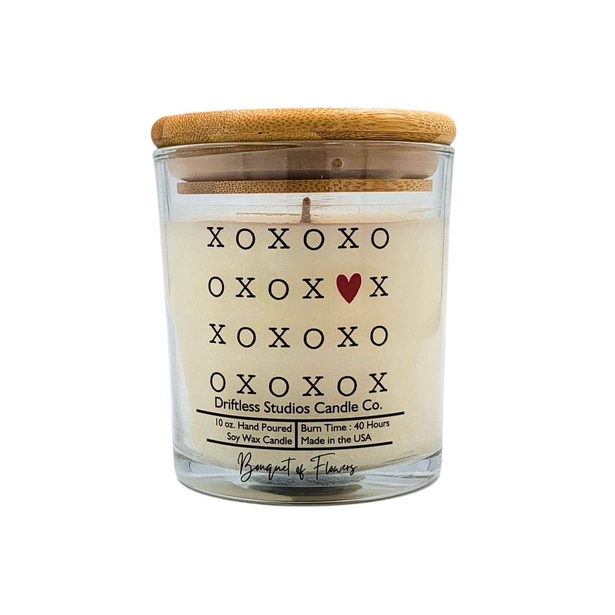 (Case Of 3 Candles) $8.95 Ea. - XOXO Heart Valentine's Day Clear Candle - Valentines Gifts