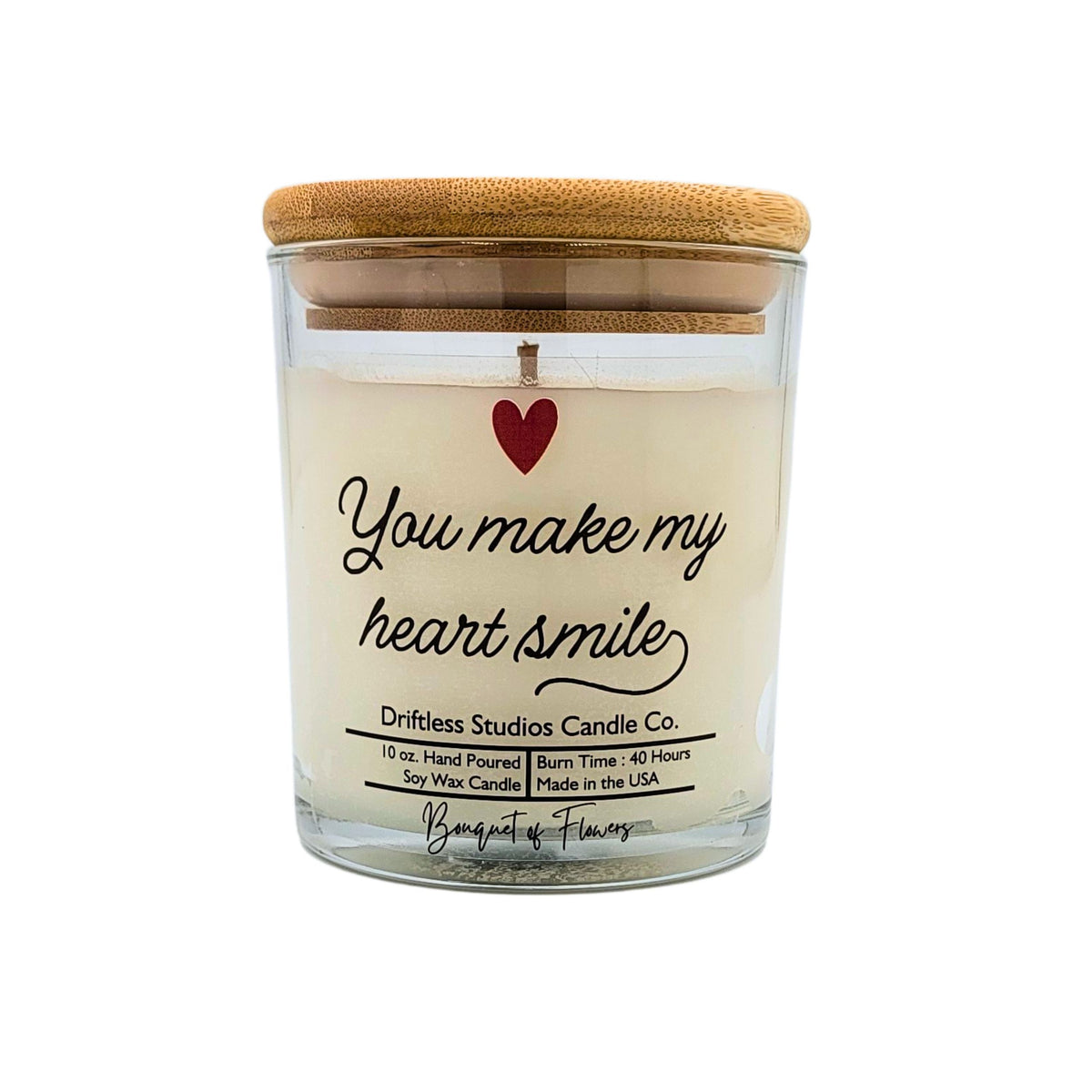 (Case Of 3 Candles) $8.95 Ea. - You Make My Heart Smile Clear Soy Candle - Valentines Day