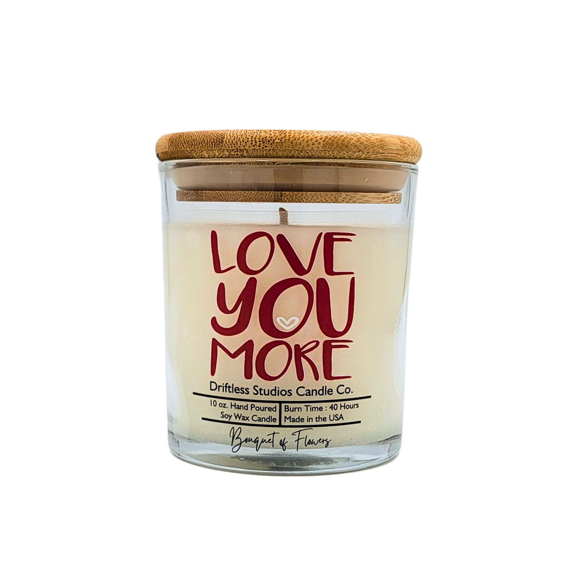 (Case Of 3 Candles) $8.95 Ea. - Love You More Valentine's Clear Candle - Valentines Gifts