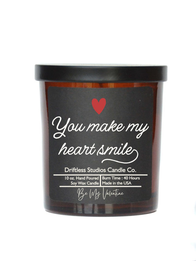 (Case Of 3 Candles) $8.95 Ea. - You Make My Heart Smile Soy Wax Candle - Valentines Day