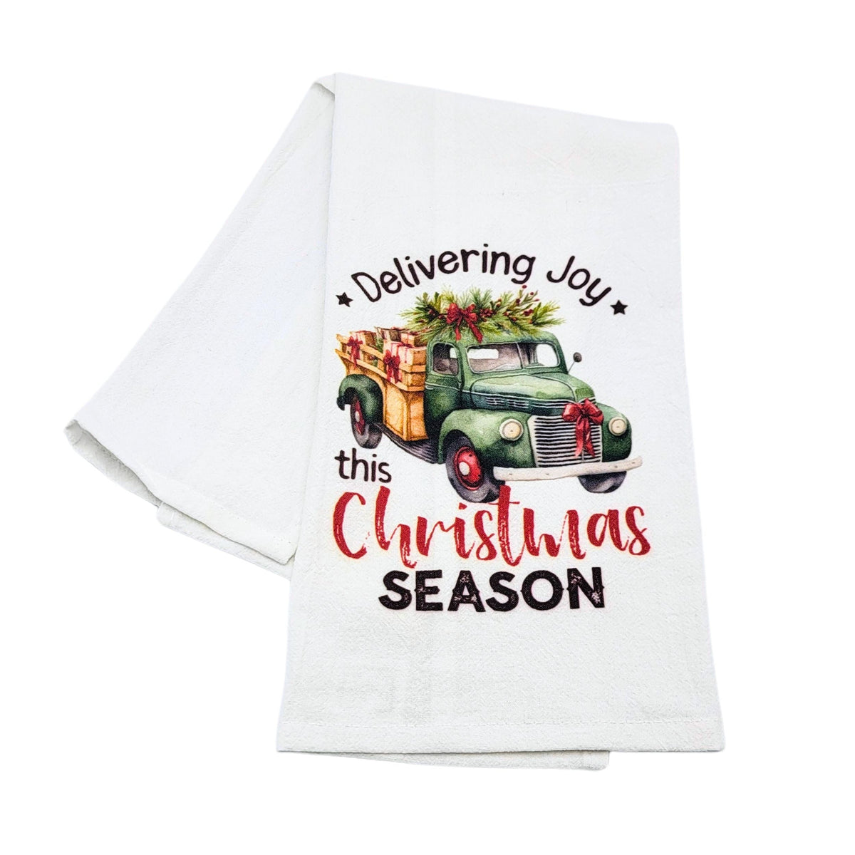 "Delivering Joy This Christmas Season" Christmas Tea Towel (Pack Of 4- $4.95ea.) -  CLT028