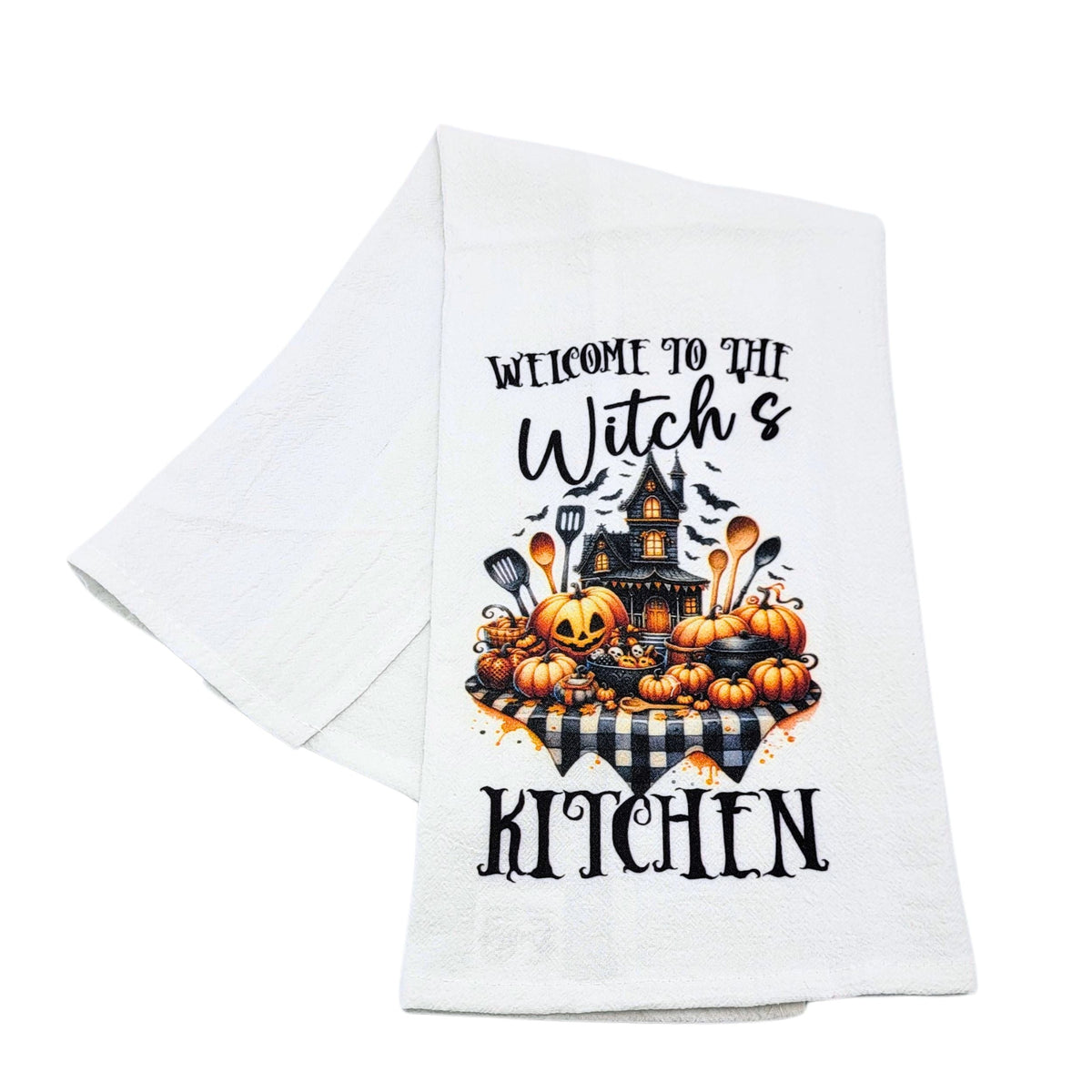 "Welcome To The Witches Kitchen" Halloween Tea Towel (Pack Of 4- $4.95ea.) -  CLT032