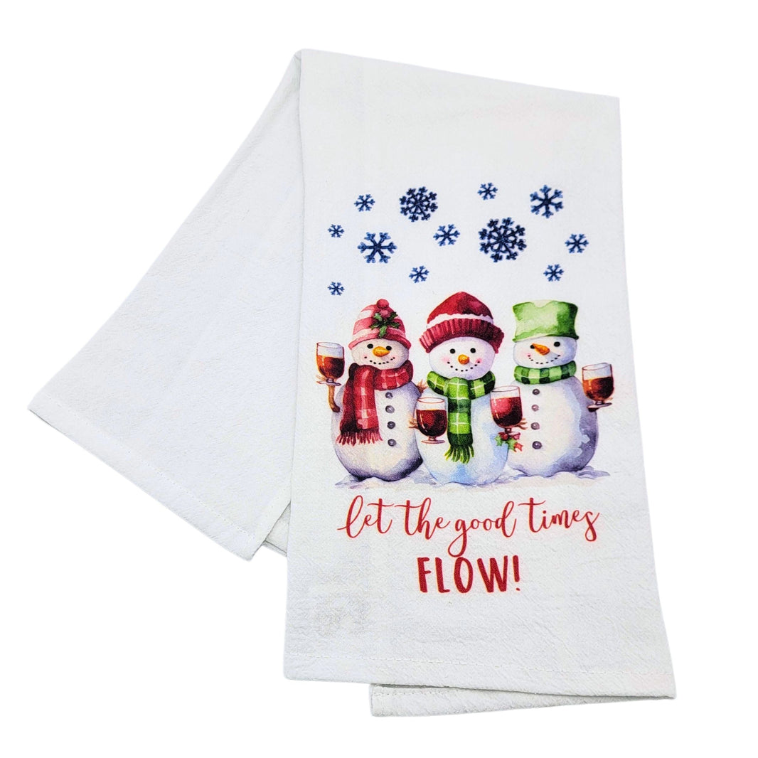 Snowmen Drinking Wine Christmas Tea Towel (Pack Of 4- $4.95ea.) -  CLT044