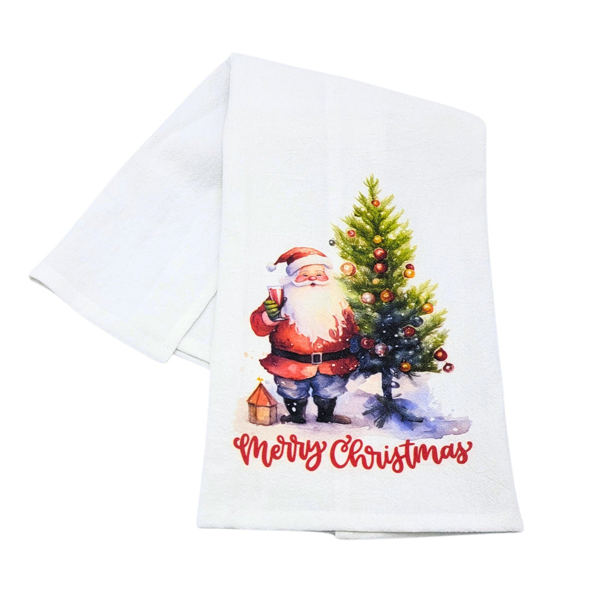 "Merry Christmas" Santa Christmas Tea Towel (Pack Of 4- $4.95ea.) -  CLT046