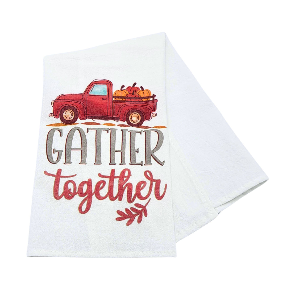 "Gather Together" Red Truck Fall Tea Towel (Pack Of 4- $4.95ea.) -  CLT061