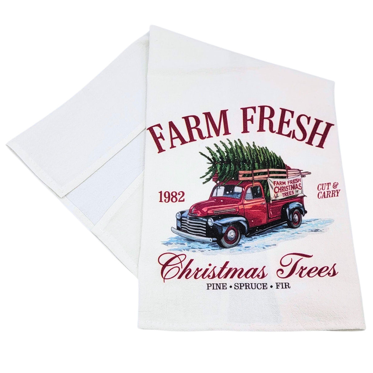 "Farm Fresh Christmas Trees" Christmas Tea Towel (Pack Of 4- $4.95ea.) -  CLT066