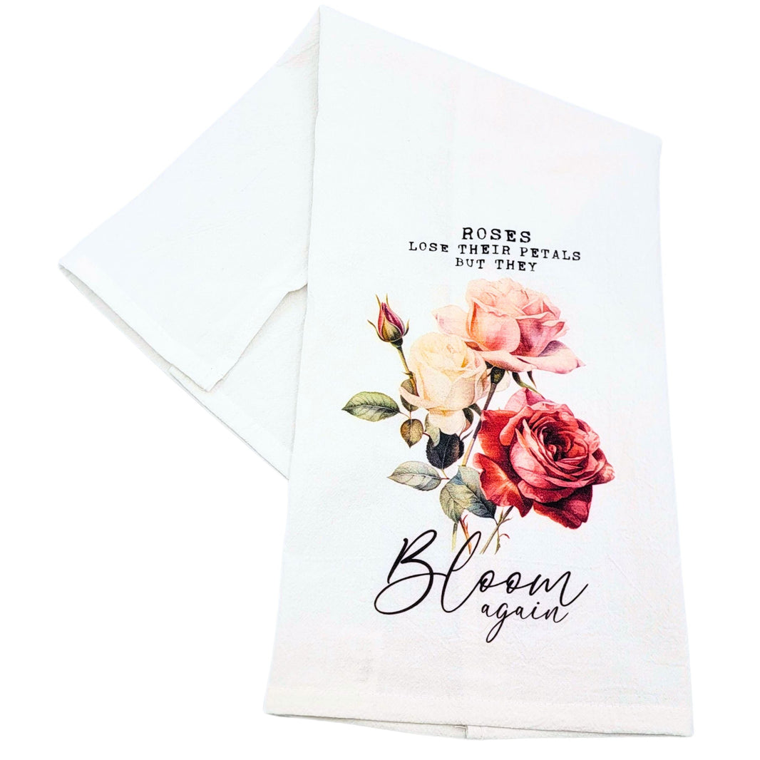 Roses Lose Their Petals Cotton Tea Towels Spring Decorations (Pack Of 4- $4.95ea.) -  CLT087