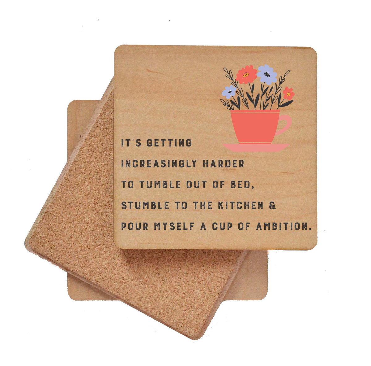 Tumble Out Of Bed Funny Wooden Coasters - Coasters Gift - COA090 - 4 Per Pack ($3.25 Per Coaster)