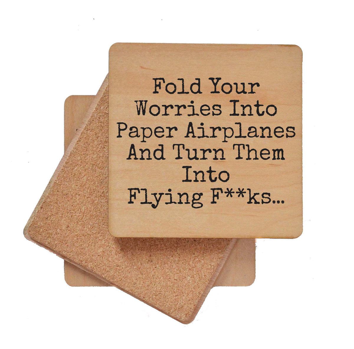 Fold Your Worries Into Paper- COA141 - 4 Per Pack ($3.25 Per Coaster)