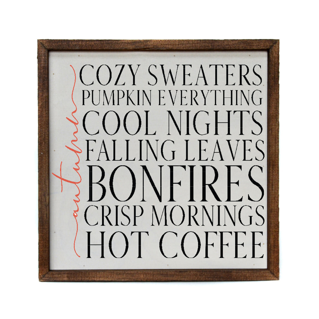 10x10 Favorite things in Autumn - CW100 - 2 Per Pack ($11.00 Per Sign)