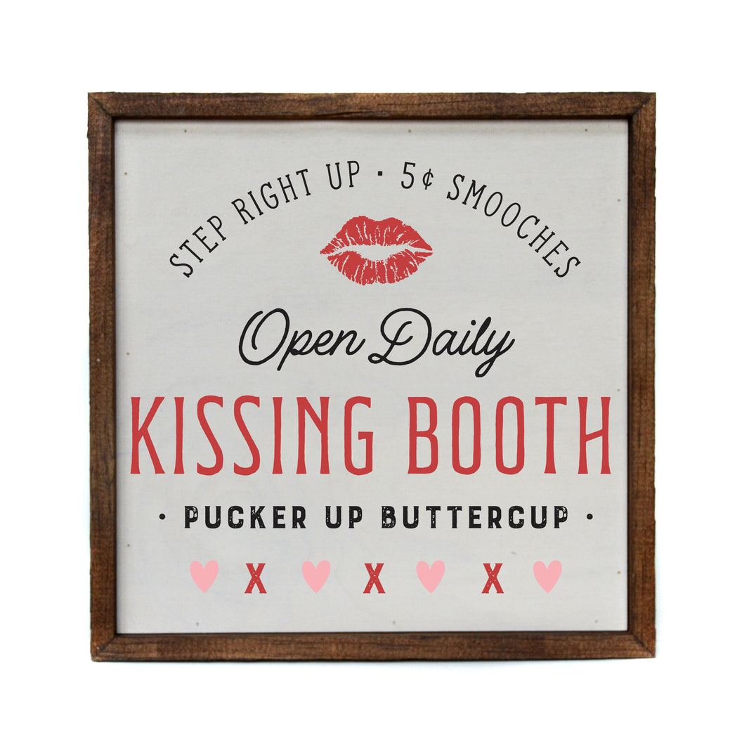 10x10 Kissing Booth Wood Signs Valentine's Day Home Decor - CW084 - 2 Per Pack ($11.00 Per Sign)