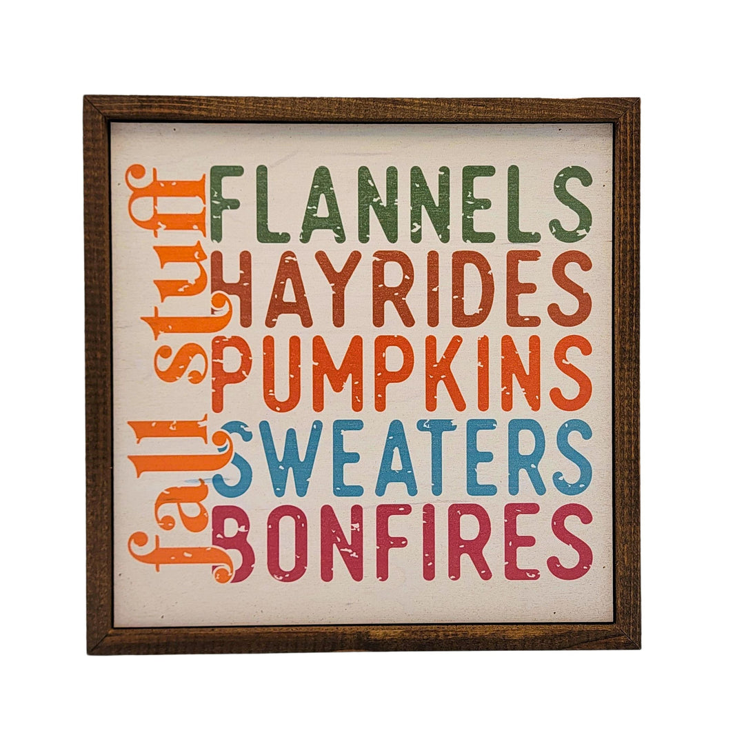 10x10 Fall Stuff Flannels, Hayrides, Pumpkins - CW093 - 2 Per Pack ($11.00 Per Sign)