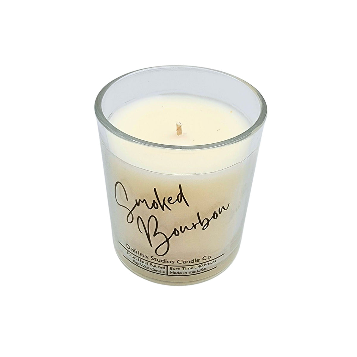 (Case Of 3 Candles) $8.95 Ea. - Smoked Bourbon Soy Wax Candles - 10oz Clear Jar + Candle Lid