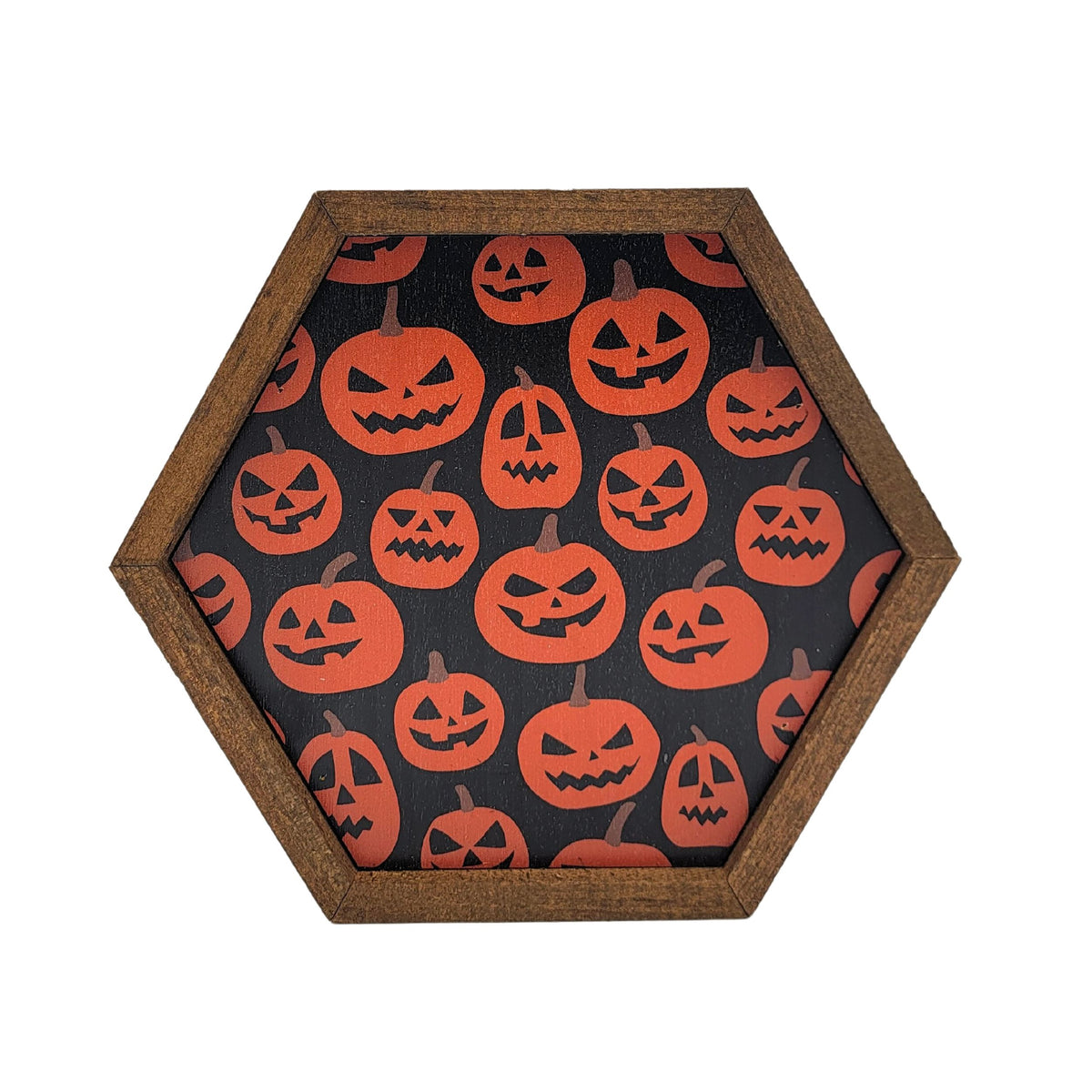 Jack-O-Lantern Halloween Pattern Decor - 8x7 Hexagon Sign - EW058 - 2 Per Pack ($8.75 Ea. Sign)