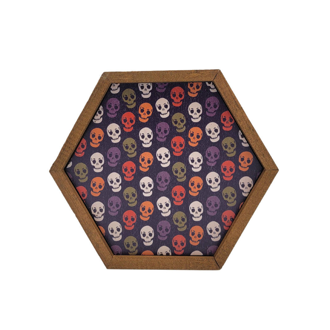 Day of the Dead Skull Pattern Halloween Decor - 8x7 Hexagon Sign - EW061 - 2 Per Pack ($8.75 Ea. Sign)