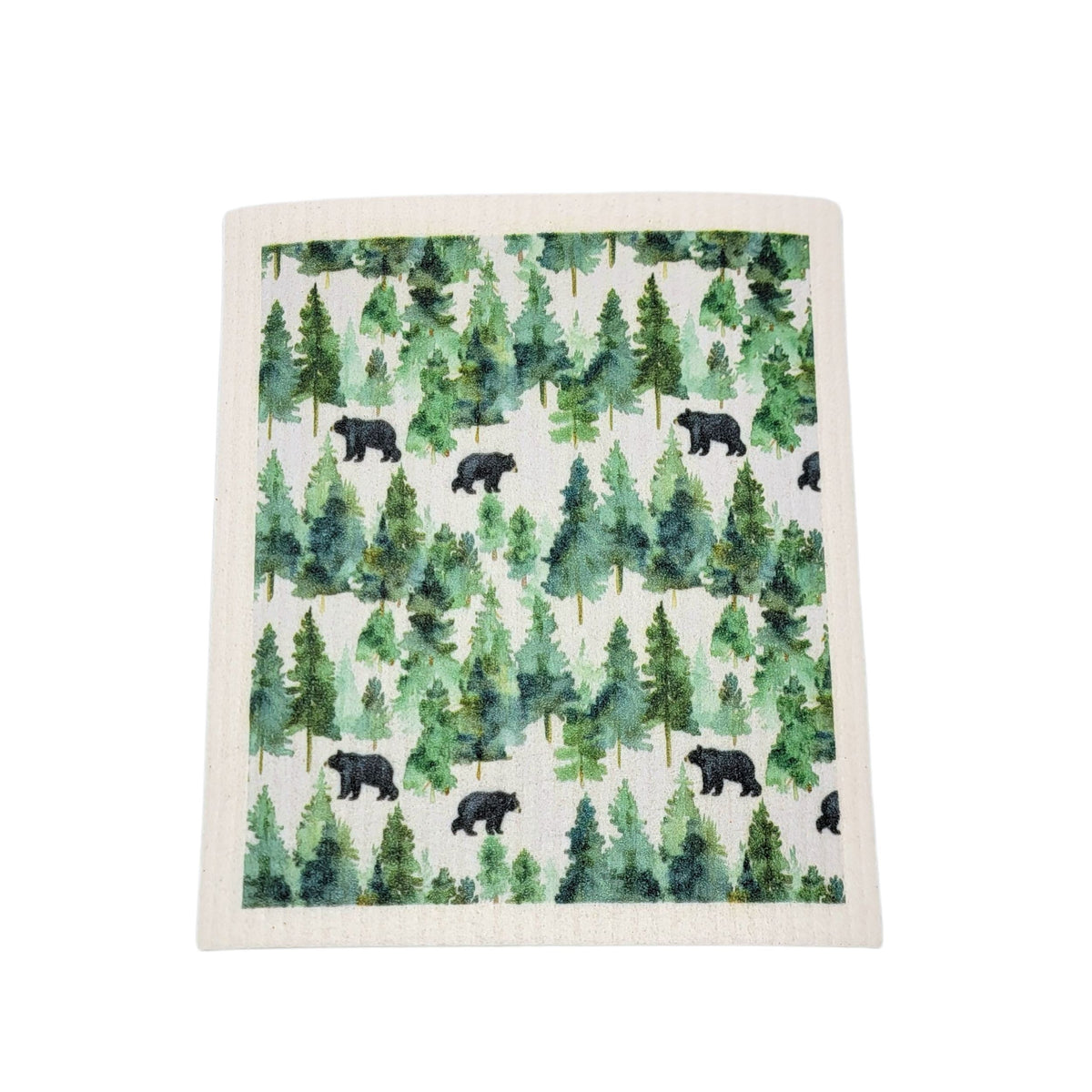 Black Bear In The Forest Swedish Dishcloths- Camping (4 Per Pack - $2.55 Ea.)