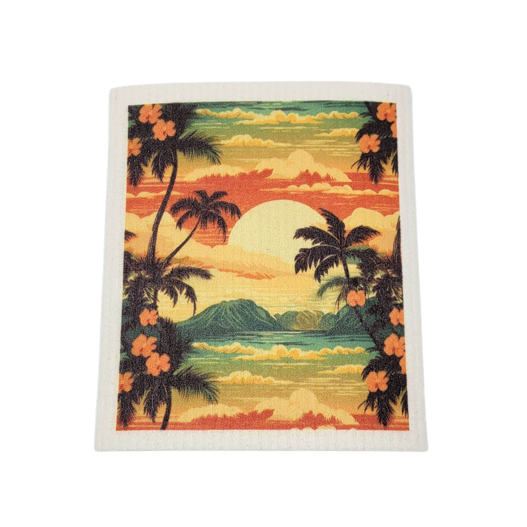 Sunset On The Beach Swedish Dishcloths- Summer Sponge Cloth (4 Per Pack - $2.55 Ea.)