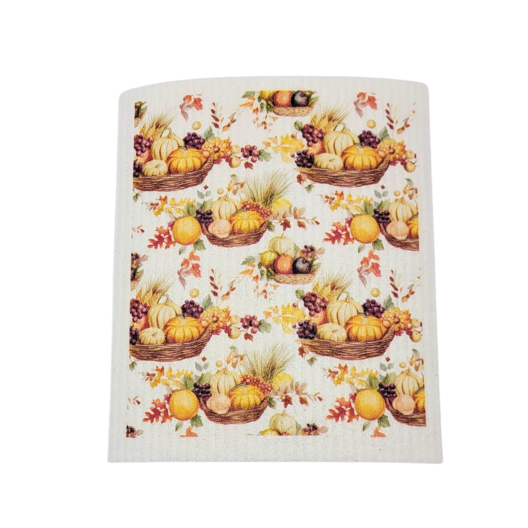 Pumpkins and Gourds In Fall Basket Swedish Dishcloth (4 Per Pack - $2.55 Ea.)