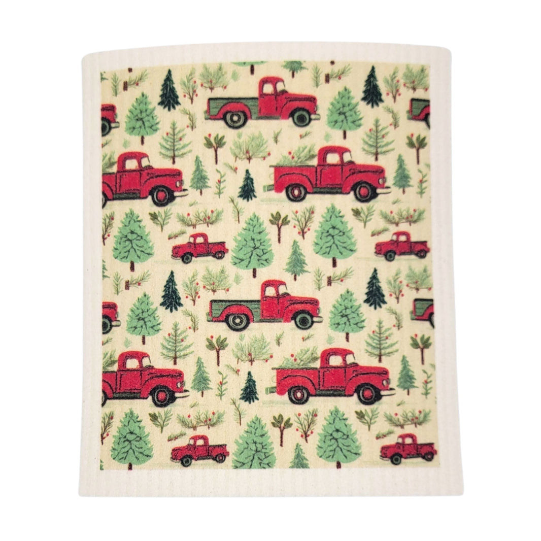 Red Christmas Truck Swedish Dishcloths - Gifts (4 Per Pack - $2.55 Ea.)