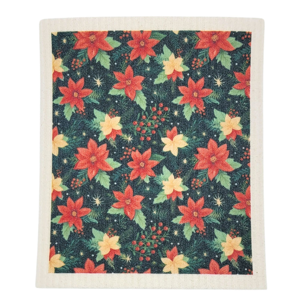 Poinsettia Swedish Dishcloths - Christmas Decor (4 Per Pack - $2.55 Ea.)
