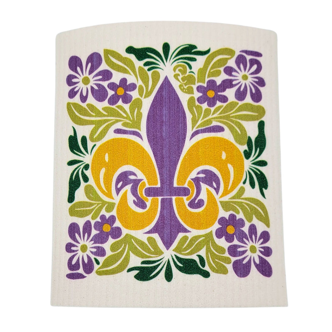 Mardi Gras Fleur de lis Swedish Dishcloths - Spring Decor (4 Per Pack - $2.55 Ea.)