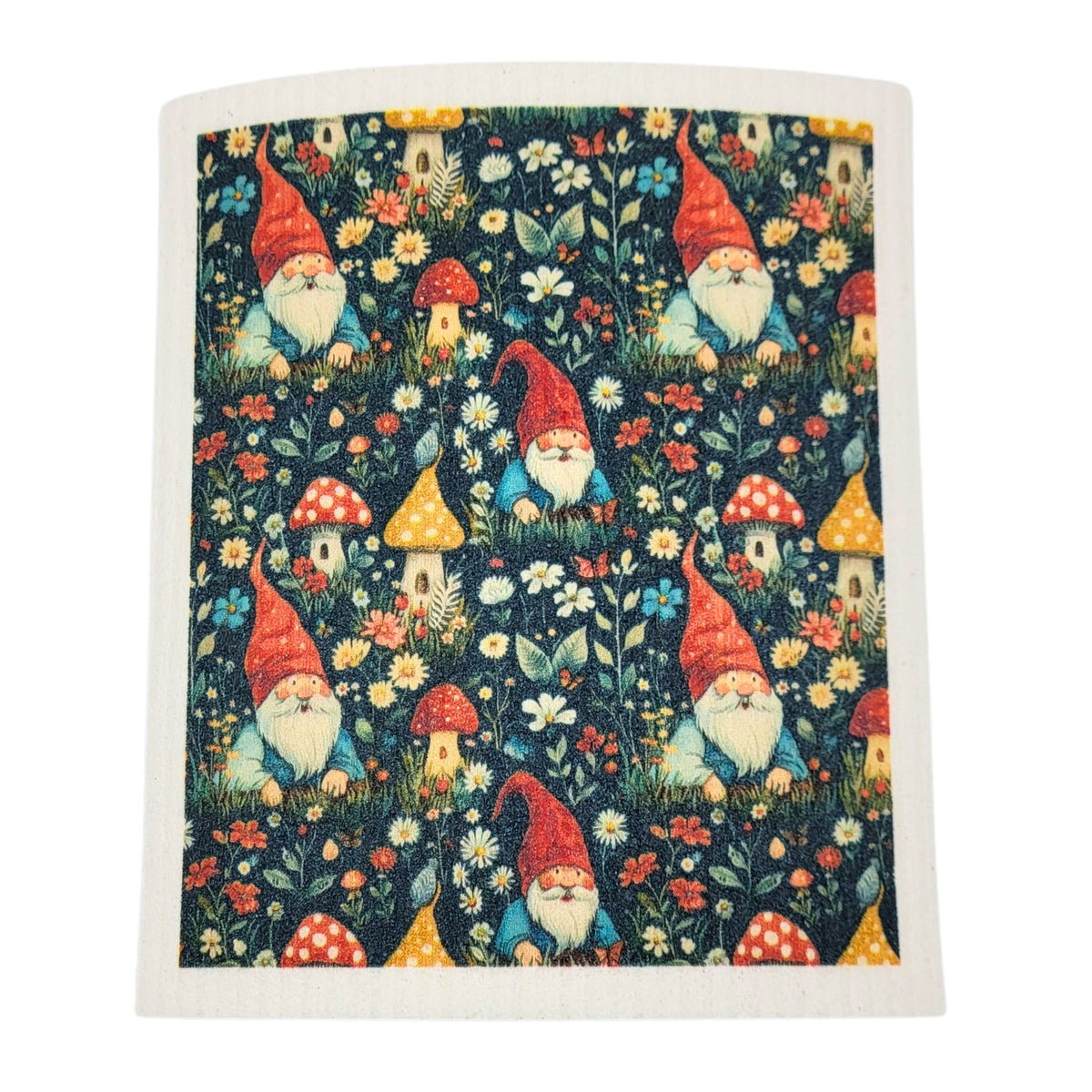 Gnome in Spring Mushrooms Swedish Dishcloth - Kitchen Towels (4 Per Pack - $2.55 Ea.)