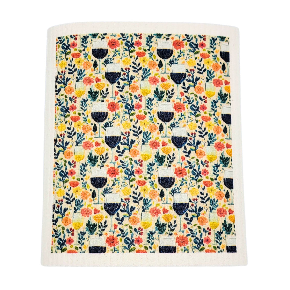 Summer Flowers & Wine Swedish Dishcloths - Mothers Day (4 Per Pack - $2.55 Ea.)