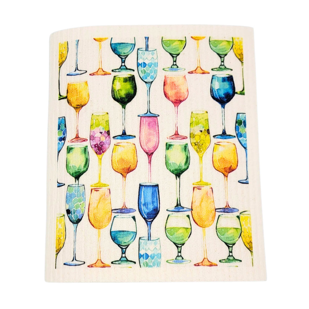 Wine Glass Collection Swedish Dishcloths - Mothers Day (4 Per Pack - $2.55 Ea.)