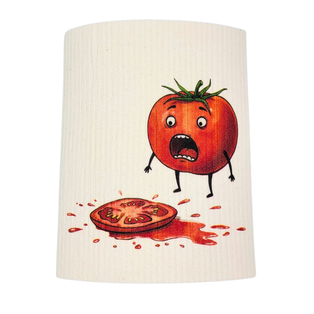 Tomato Homicide Funny Cartoon Swedish Dishcloth - Home Decor (4 Per Pack - $2.55 Ea.)