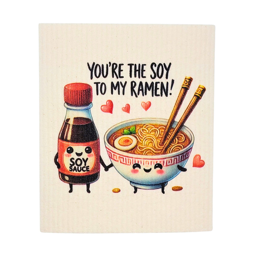 Soy to my Ramen Funny Swedish Dishcloth - Valentines Gift(4 Per Pack - $2.55 Ea.)