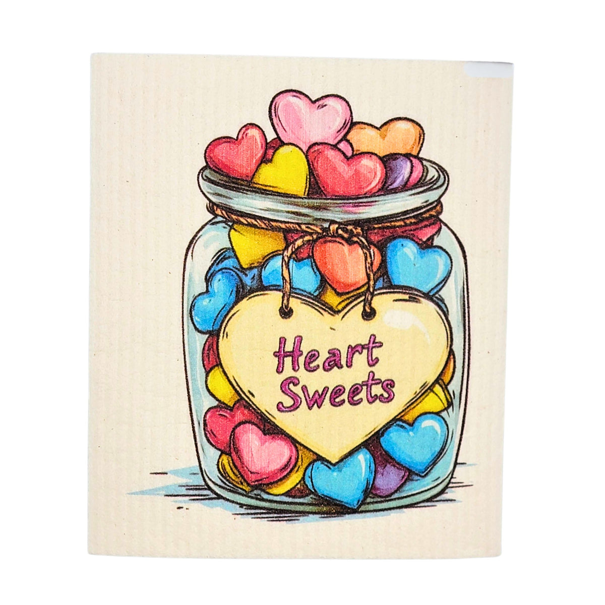 Jar of Valentines Hearts Swedish Dishcloth - Valentine's Day(4 Per Pack - $2.55 Ea.)