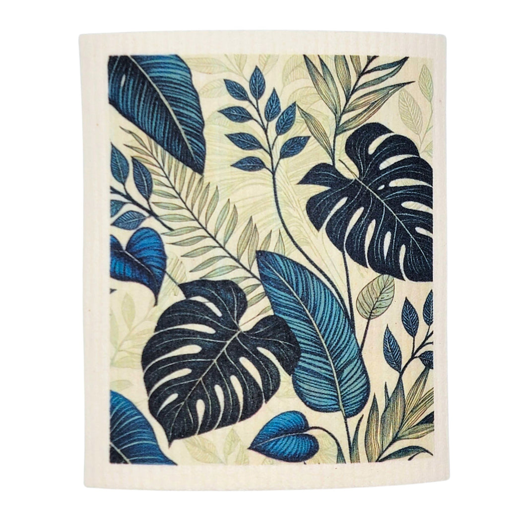 Tropical Monochrome Floral Swedish Dishcloths - Spring Decor(4 Per Pack - $2.55 Ea.)