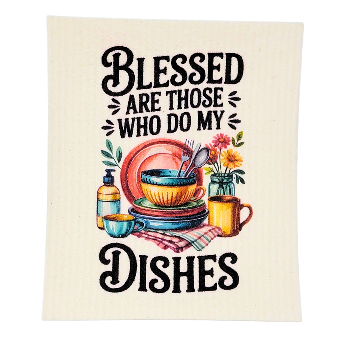 Blessed those who do the Dishes Funny Dishcloth - Home Decor(4 Per Pack - $2.55 Ea.)
