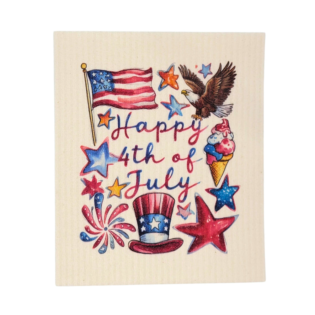 Happy 4th of July Swedish Dishcloths - Summer Decor(4 Per Pack - $2.55 Ea.)