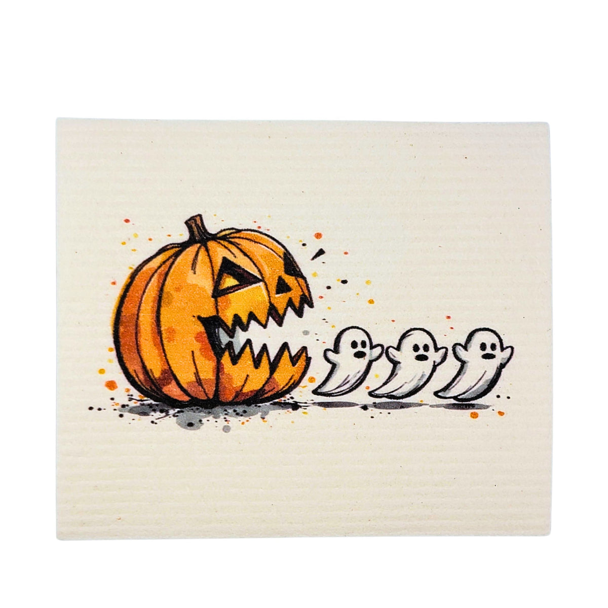 Jack-O-Lantern Ghost Hunt Swedish Dishcloths - Fall Decor(4 Per Pack - $2.55 Ea.)