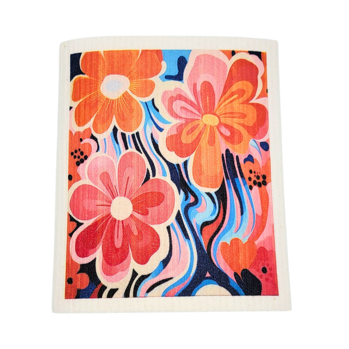 Summer Abstract Flowers Swedish Dish Cloth ( 4 Per Pack - $2.55 Ea.)