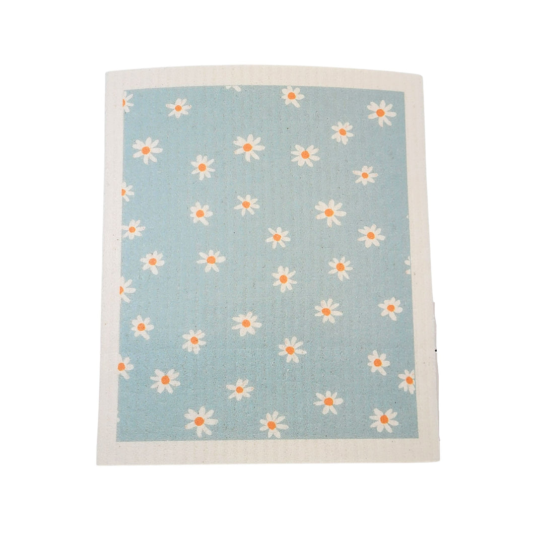 Light Blue With White Flower Swedish Dishcloth ( 4 Per Pack - $2.55 Ea.)