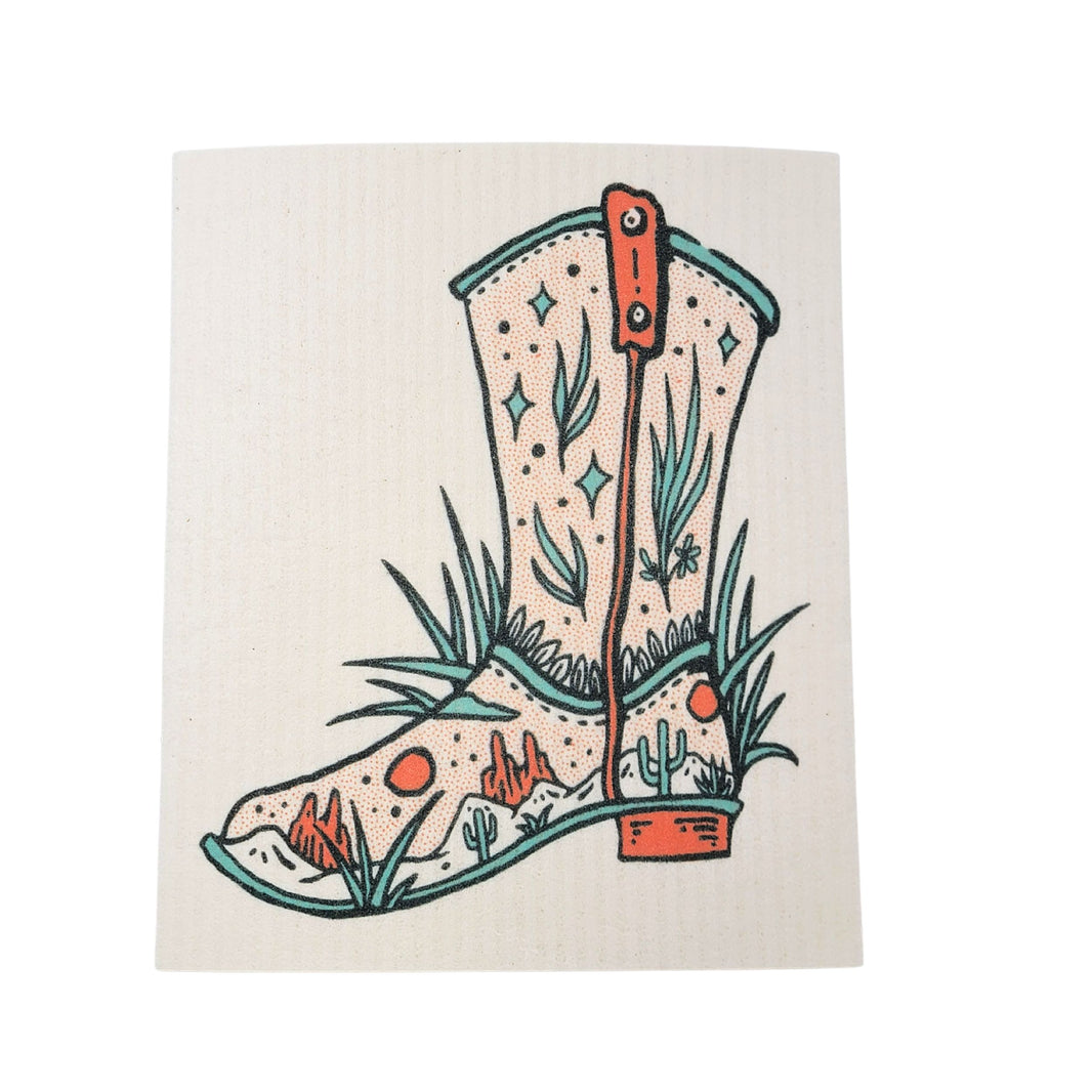 Western Cowboy Boot Swedish Dishcloth ( 4 Per Pack - $2.55 Ea.)