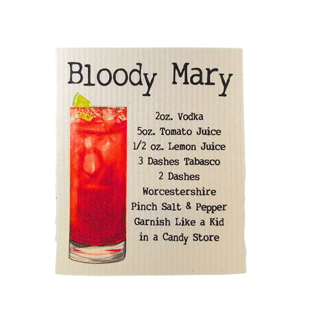 Bloody Mary Bar Towel Swedish Dishcloth ( 4 Per Pack - $2.55 Ea.)