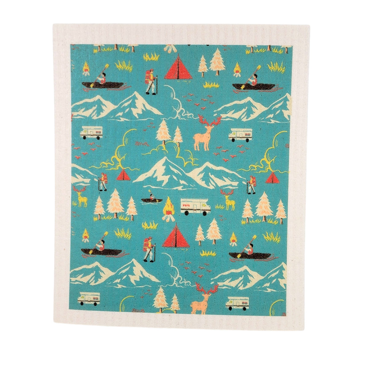 Summer Camping Collage Swedish Dishcloth ( 4 Per Pack - $2.55 Ea.)
