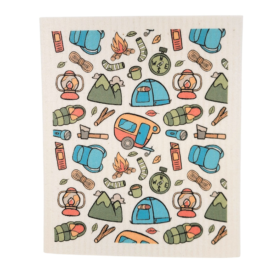 Summer Camper Collage Swedish Dishcloth ( 4 Per Pack - $2.55 Ea.)