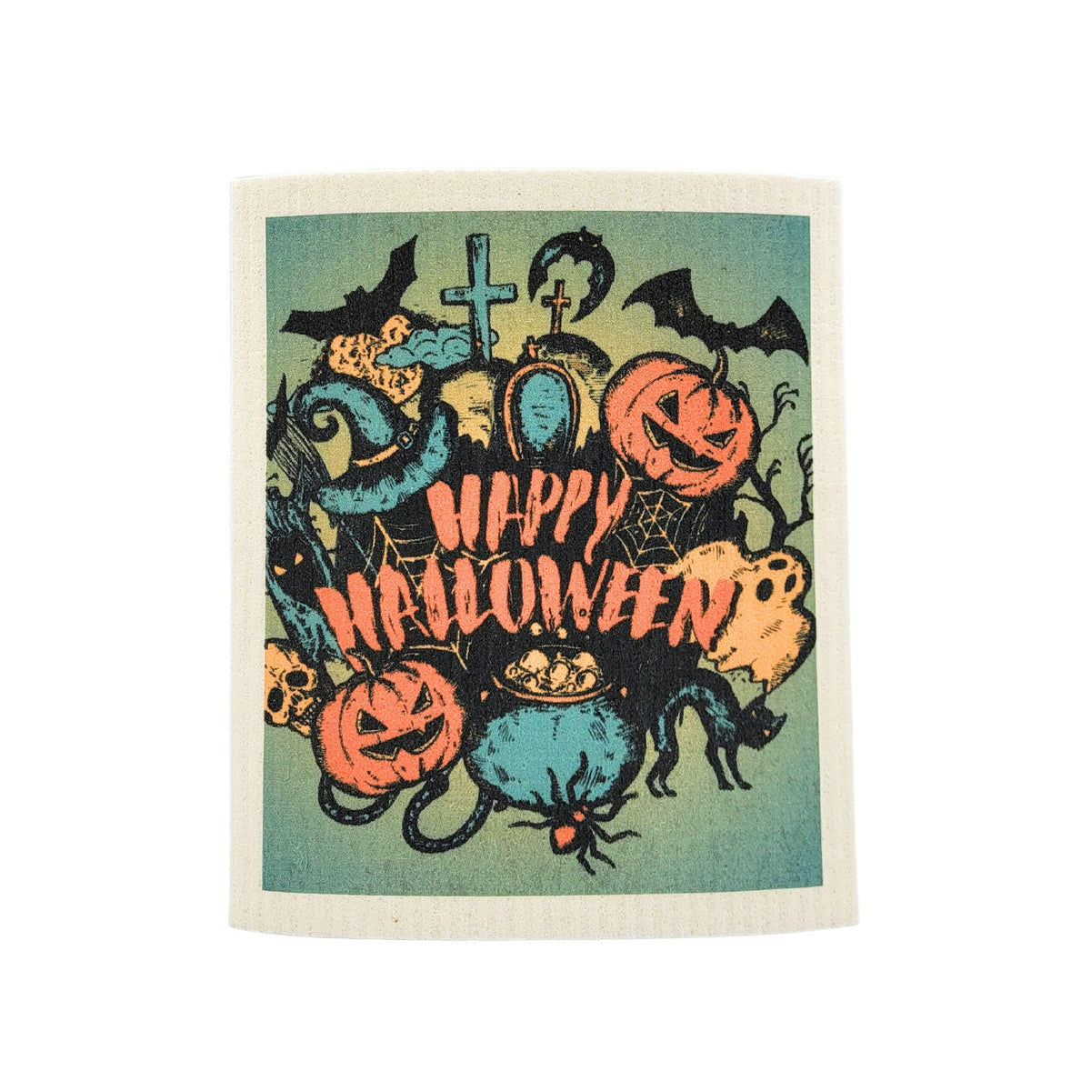 Happy Halloween Collage Swedish Dishcloth ( 4 Per Pack - $2.55 Ea.)