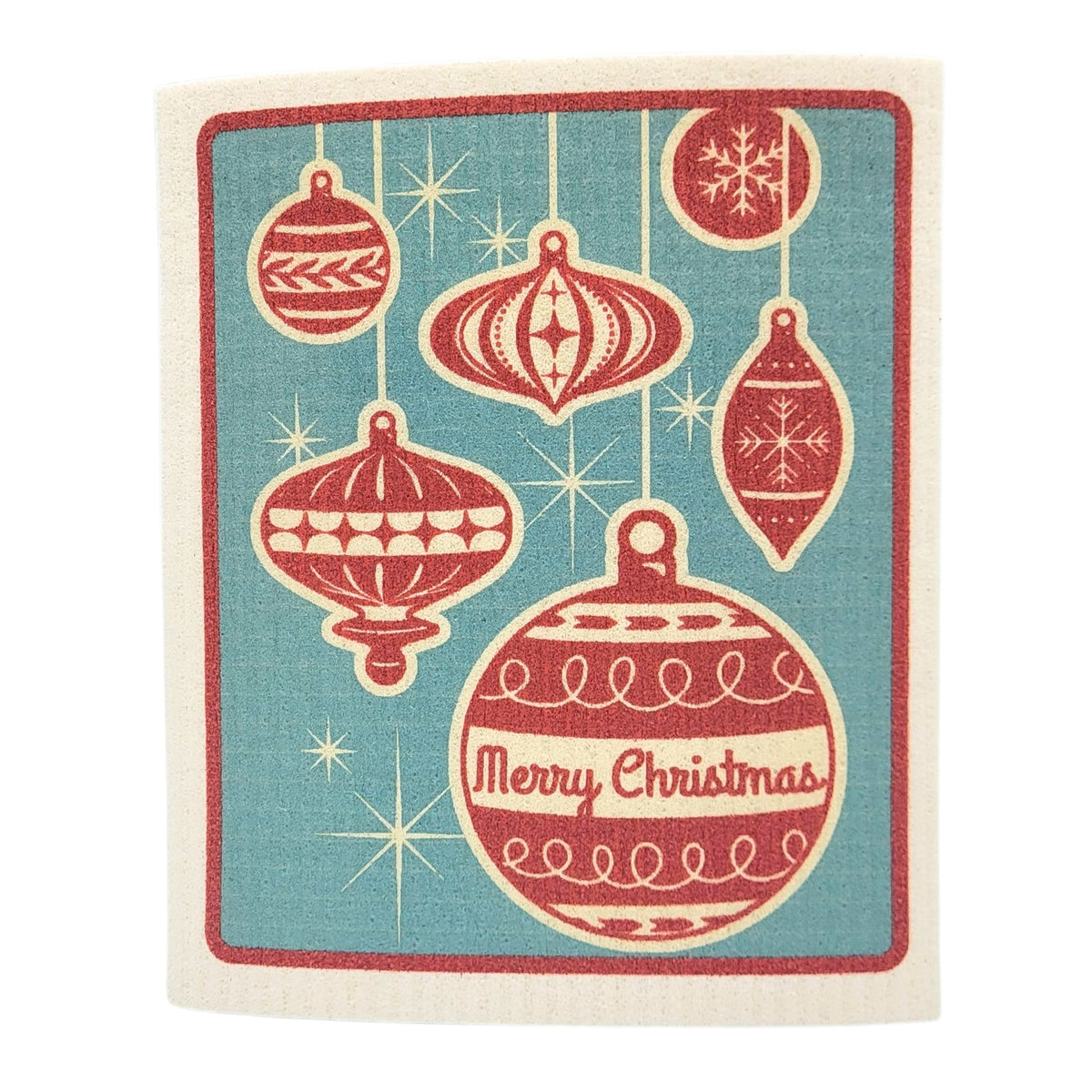Merry Christmas Ornaments Swedish Dishcloth ( 4 Per Pack - $2.55 Ea.)