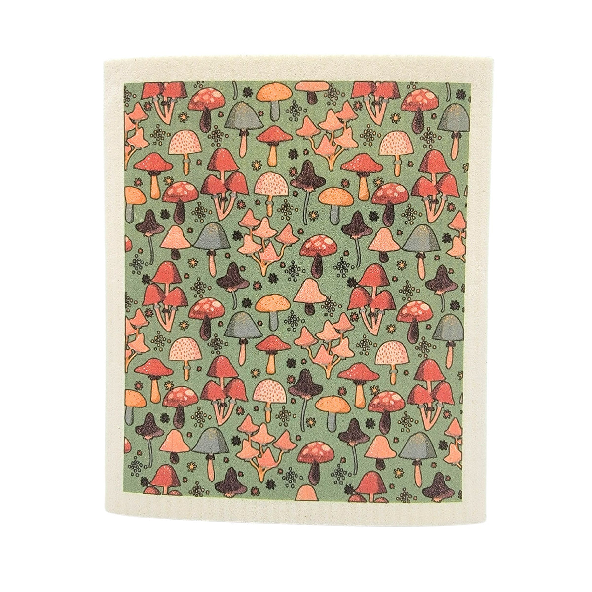 Sage Fall Mushroom Pattern Swedish Dishcloth - Fall Decor ( 4 Per Pack - $2.55 Ea.)