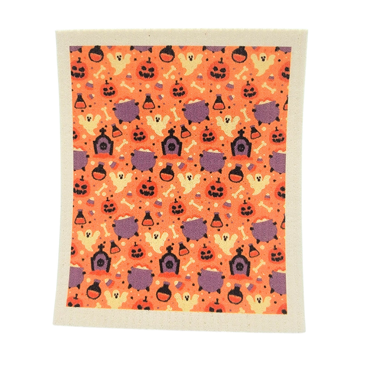 Halloween Pumpkin Ghost Grave Swedish Dishcloth - Fall Decor ( 4 Per Pack - $2.55 Ea.)