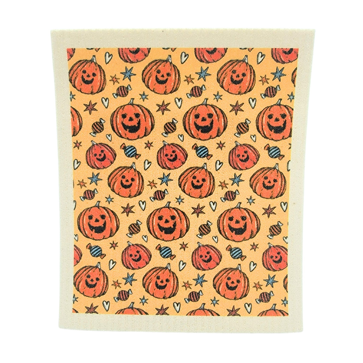 Jack-O-Lantern Pattern Swedish Dishcloth - Halloween Decor ( 4 Per Pack - $2.55 Ea.)