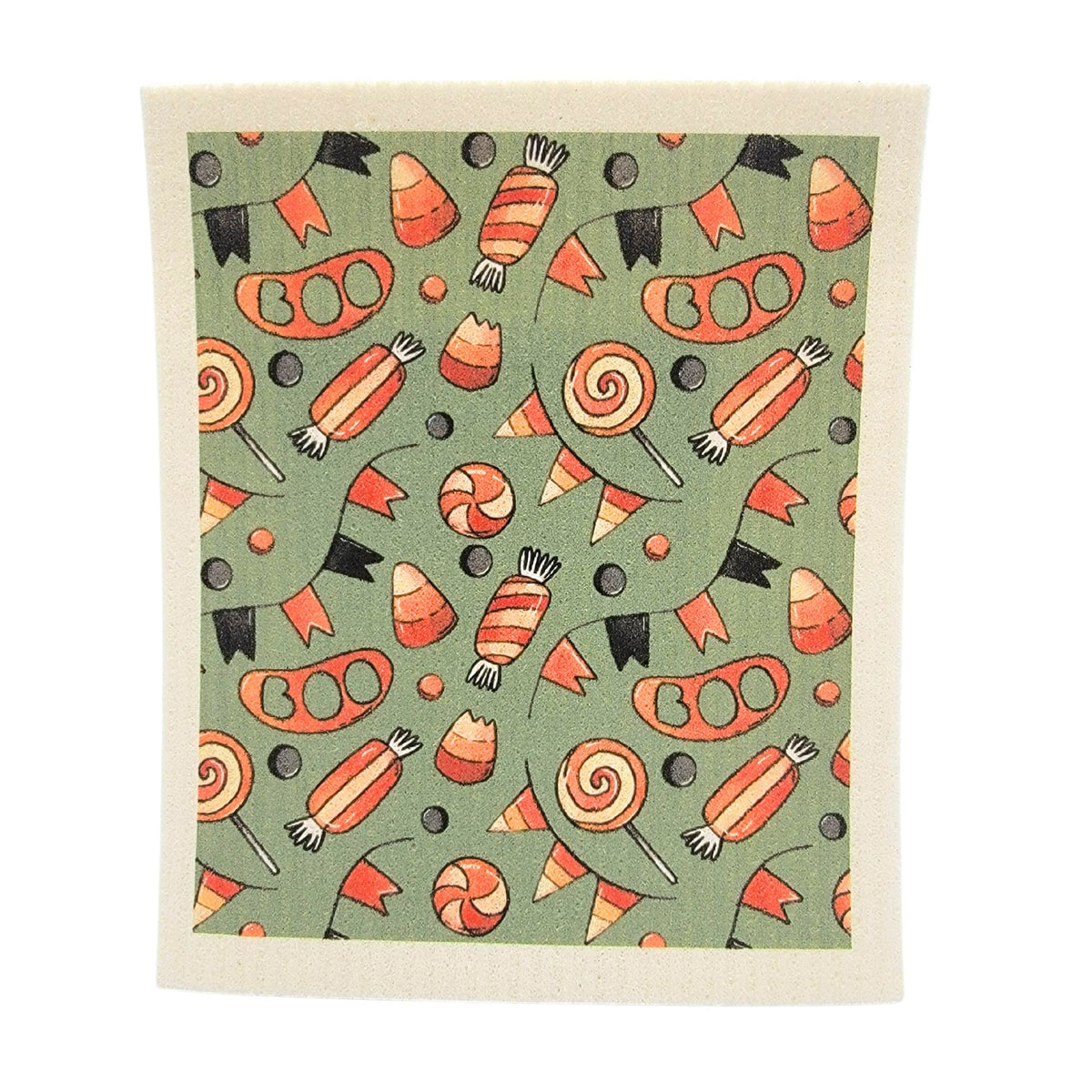 Halloween Candy Pattern Swedish Dishcloth - Fall Decor ( 4 Per Pack - $2.55 Ea.)