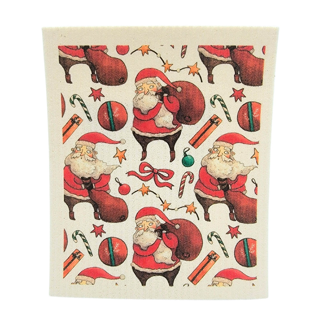 Santa's gift sack Swedish Dishcloth - Christmas Decor ( 4 Per Pack - $2.55 Ea.)